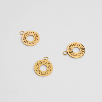 Zawieszka ze stali chirurgicznej rozeta w stylu greckim w kolorze złotym 15mm