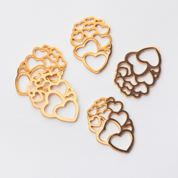 Zawieszka ze stali chirurgicznej serca do naszyjników w kolorze złotym 23,5mm