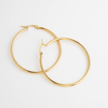 Kolczyki koła ze stali chirurgicznej w kolorze złotym 45mm