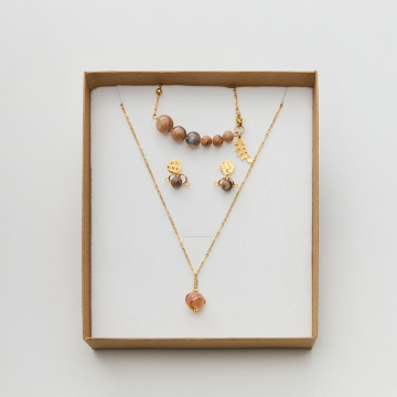 Komplet biżuterii z kamieniem słonecznym