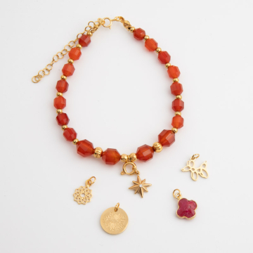 Bransoletka na lince zkarneolem i wymiennymi zawieszkami