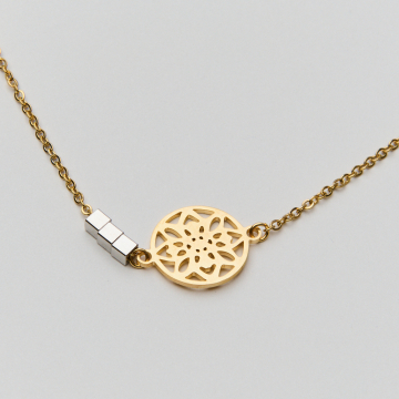 Naszyjnik ze stali z ażurową przekładką