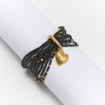 Zestaw bransoletek z koralików Toho i stali chirurgicznej w kolorze złotym