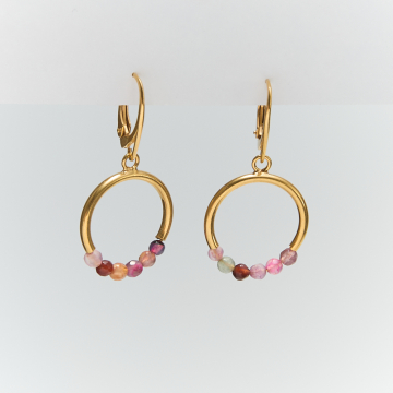 Kolczyki z agatem na bazie ze srebra pozłacanego