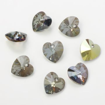 Swarovski heart pendant irdescent green 14mm