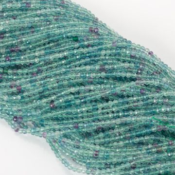 Zielony fluoryt kulki fasetowane 2mm