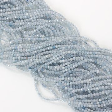 Akwamaryn kulki fasetowane 2mm - na sznurze