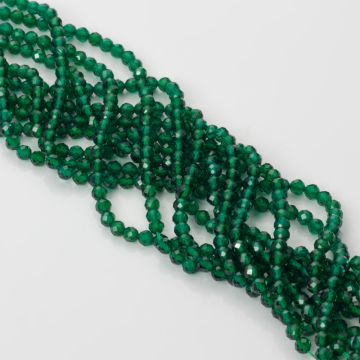 Szmaragd klarowany kulki fasetowane 3mm - na sznurze