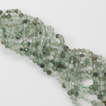 Kwarc rytylowy zielony kulki fasetowane 3.5 mm