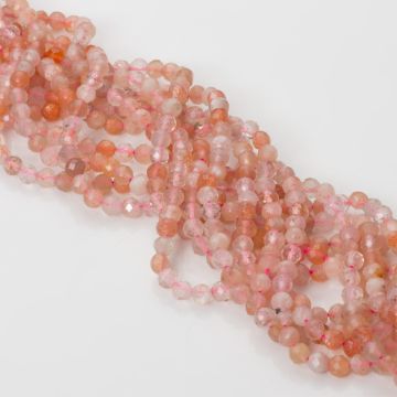 Kwarc truskawkowy kulki fasetowane 3mm