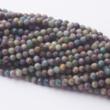 Rubin ze szmaragdem kulki fasetowane 4mm