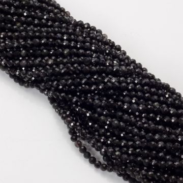Obsydian srebrzysty kulki fasetowane 4mm - na sznurze