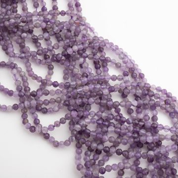 Ametyst kulki fasetowane 3mm - na sznurze Ametyst kulki fasetowane 3mm - na sznurze