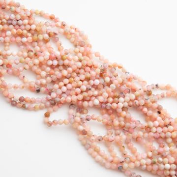 Opal różowy kulki fasetowane 3mm