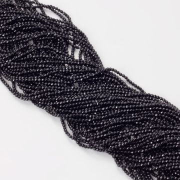 Czarny turmalin kulki fasetowane 2mm - na sznury