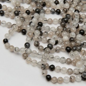 Kryształ górski z czarnym turmalinem kulka gładka 8.5mm