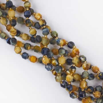 Złote tygrysie oko baryłka fasetowana 8mm Złote tygrysie oko baryłka fasetowana 8mm