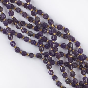 Ametyst baryłka fasetowana 8mm