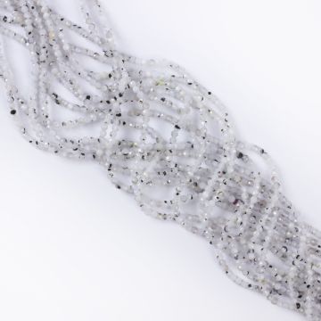 Kamień księżycowy z czarnym turmalinem kulka fasetowana 2mm - na sznurze