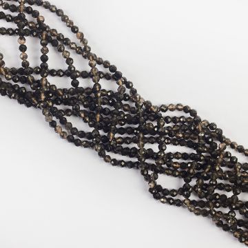 Srebrny obsydian kulka fasetowana 4mm