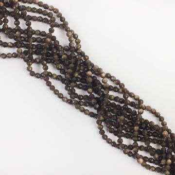 Srebrny obsydian kulka fasetowana 4mm