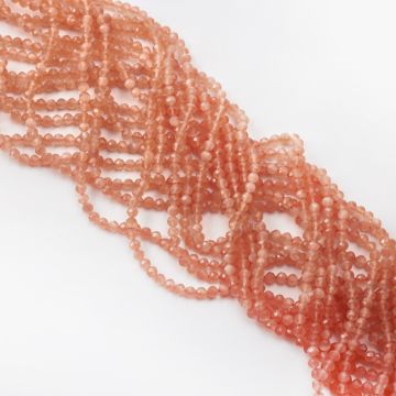 Kocie oko kulka fasetowana brzoskwiniowa 4mm