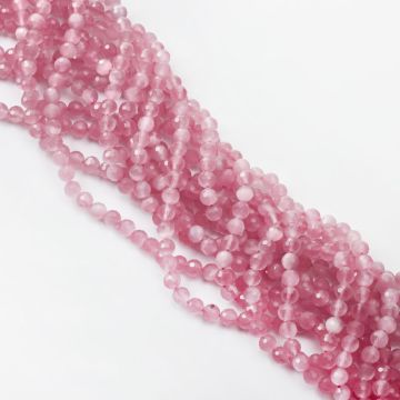 Kocie oko kulka fasetowana różowa 5,5mm