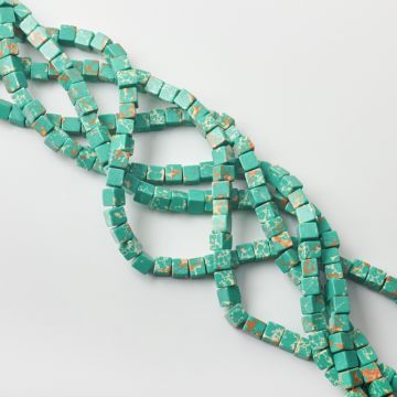 Jaspis cesarski kostka zielona 5,5-7mm