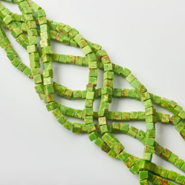 Jaspis cesarski kostka jasno zielona 5,5-6,5mm