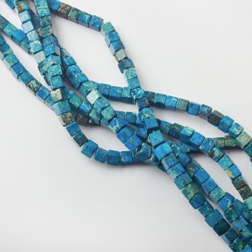 Jaspis cesarski kostka ciemny niebieski 6,5mm