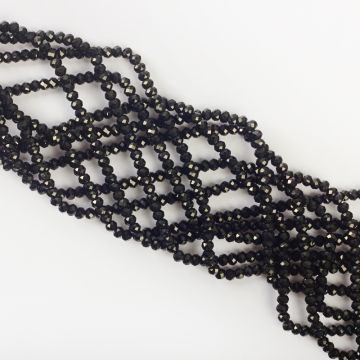 Czarny turmalin oponka fasetowana 2x3mm - na sznury