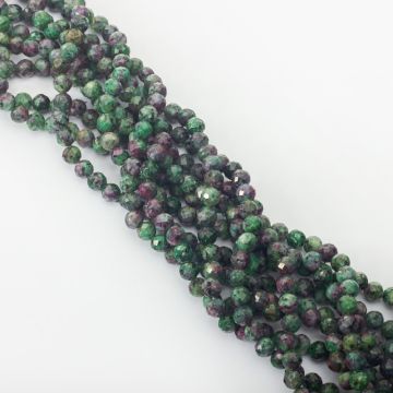 Zoisyt z rubinem kulka fasetowana 6mm