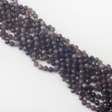 Srebrny obsydian kulka fasetowana 6mm