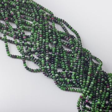 Zoisyt z rubinem oponka fasetowana 3x4mm