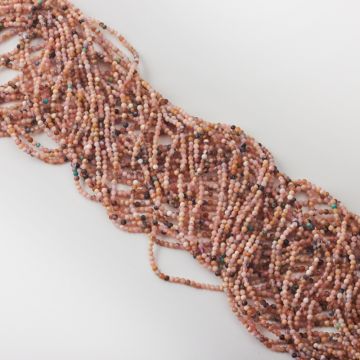 Opal różowy kulka gładka 2mm - na sznurze