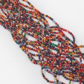 Agat multikolor kulka fasetowana 4mm - na sznury