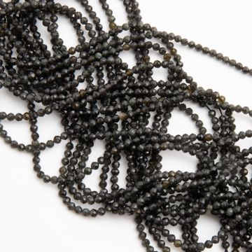 Srebrny obsydian kulka fasetowana 2,5mm