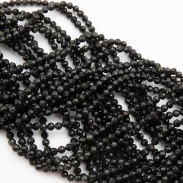 Obsydian kulka fasetowana 3,5mm - na sznury