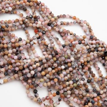 Opal różowy kulka fasetowana 3mm