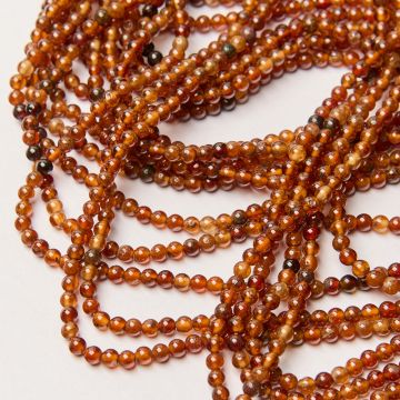 Granat pomarańczowy kulka gładka 4mm
