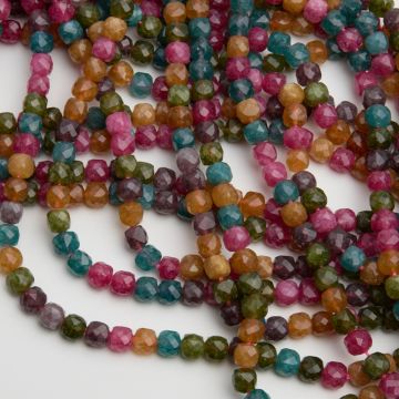 Mix jadeitów kostka fasetowana 7mm