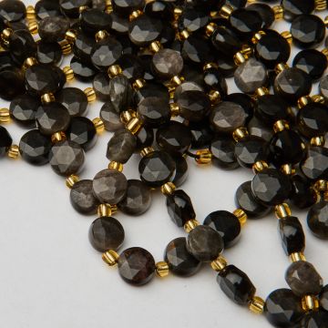 Srebrny obsydian dysk fasetowana 10mm