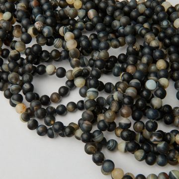 Agat czarnobiały kulka gładka matowa 8mm