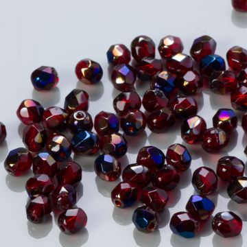 Fire Polish Blue Iris -  Ruby (BR90100) 4mm