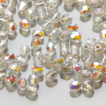 Fire Polish Silver Lined - Crystal AB (SLX00030) 3mm