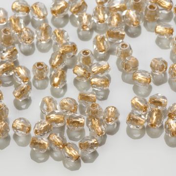 Fire Polish Copper Line - Crystal (CL00030) 3mm