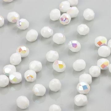 Fire Polish Opaque White AB (X03000) 6mm