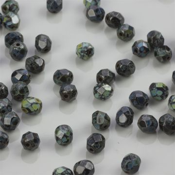 Fire Polish Jet - Picasso (T23980) 6mm
