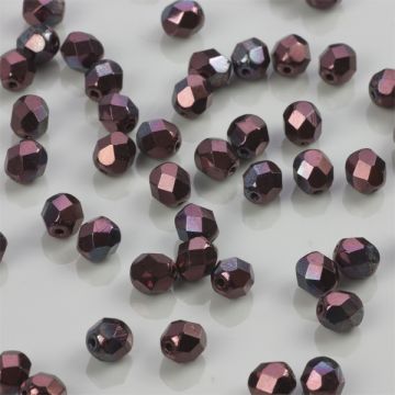 Fire Polish Luster - Metallic Amethyst Jet (LE23980) 6mm