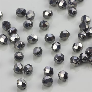 Fire Polish Hematite (L23980) 6mm